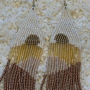 Elegant Beaded Fringe Earrings - Multicolor Artisan Made
